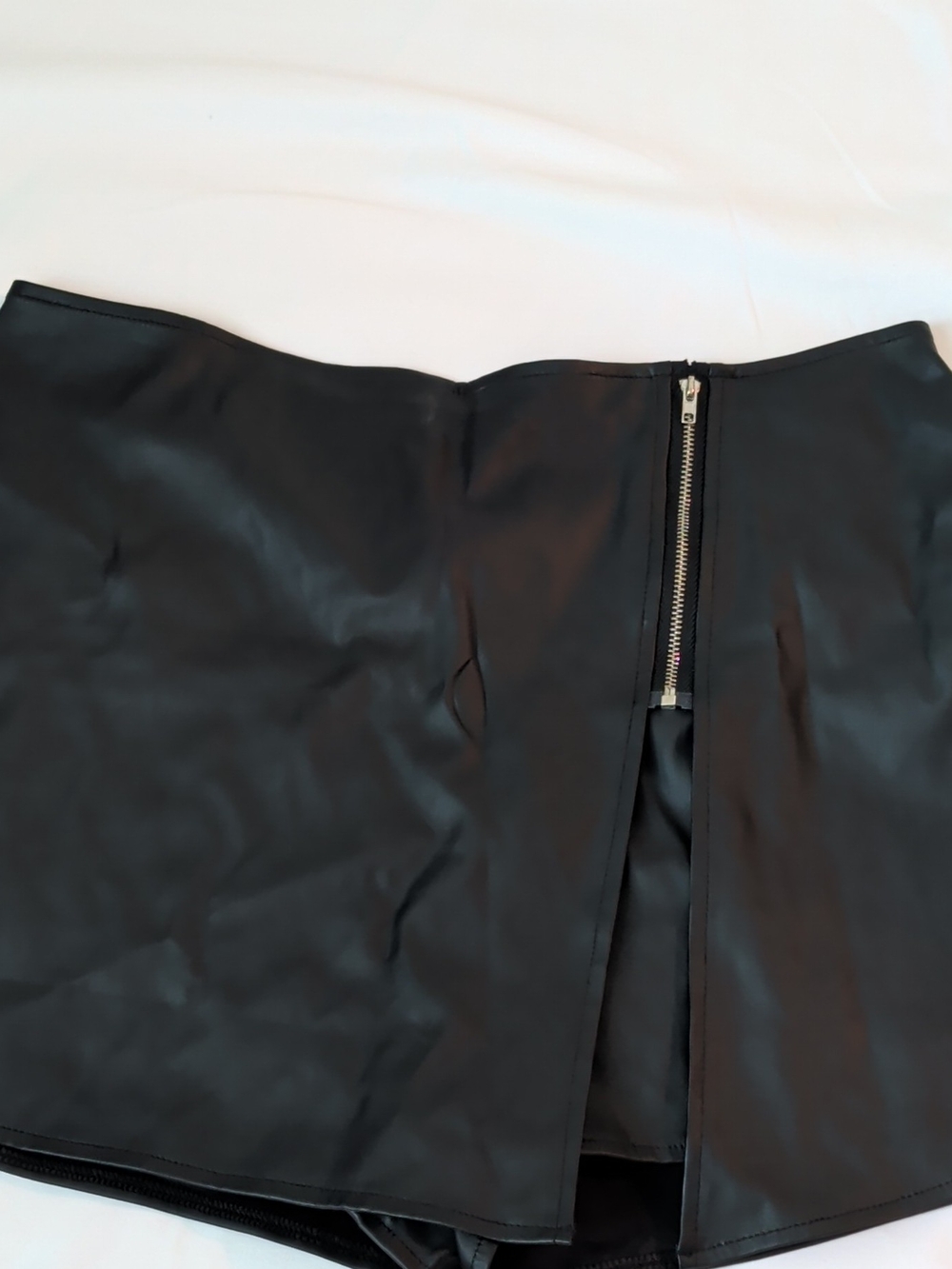 Black Faux Leather Zip-Back Mini Skirt